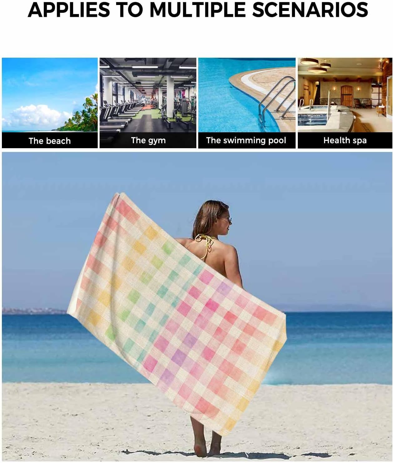 Shine-Home Purple Pink Plaid Towel Set