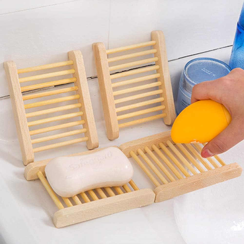 2 Pieces Wooden Soap Holder for Bathroom and Kitchen
