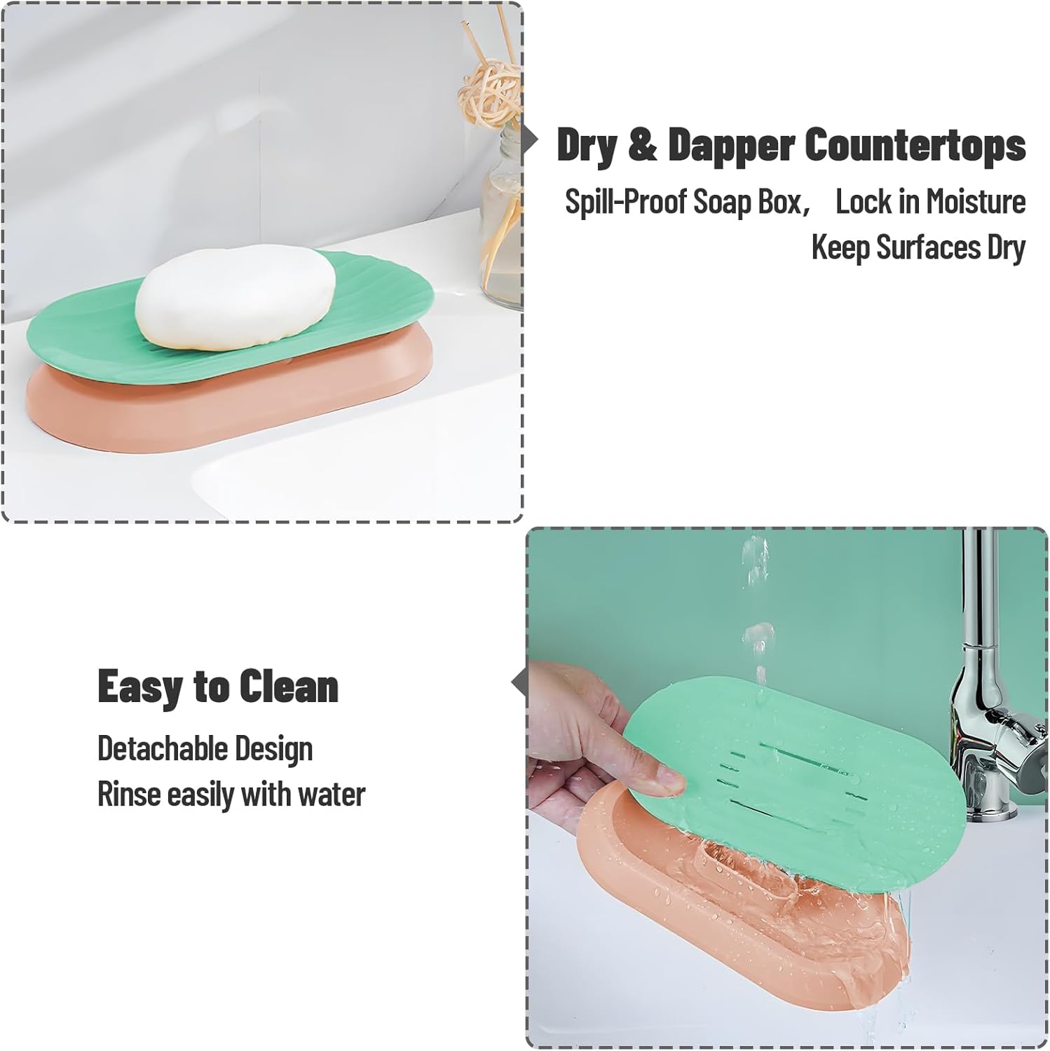 Shaineko Floating Soap Holder - Green Pink Double Layer Drainage