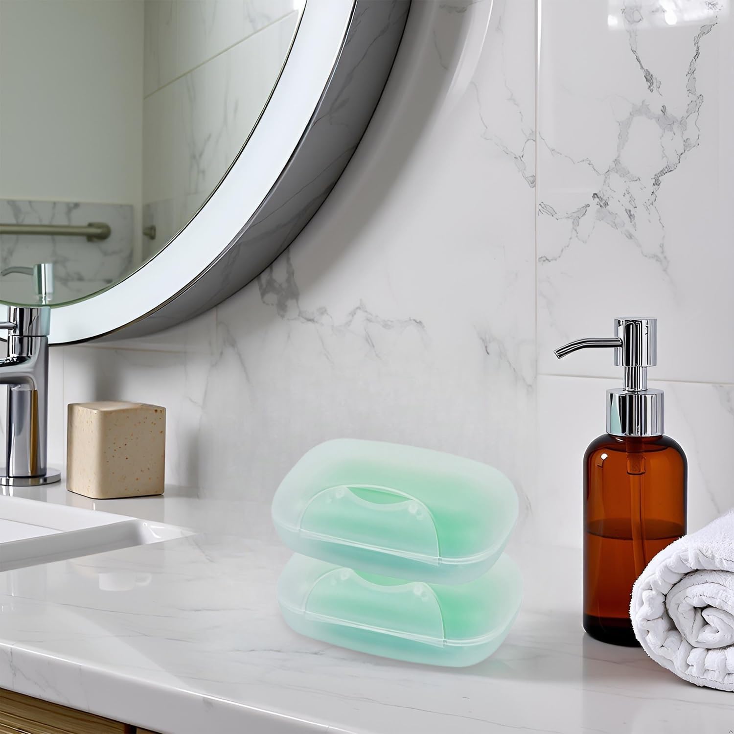 Vonpri Soap Box Holder with Lid - Clear Travel Soap Saver Case