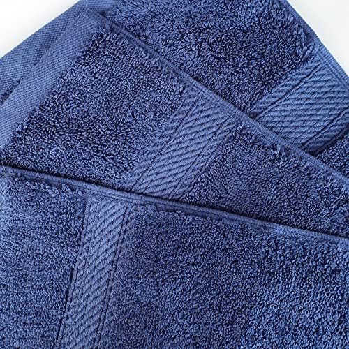 Superior Egyptian Cotton Pile 3 Piece Towel Set Navy Blue