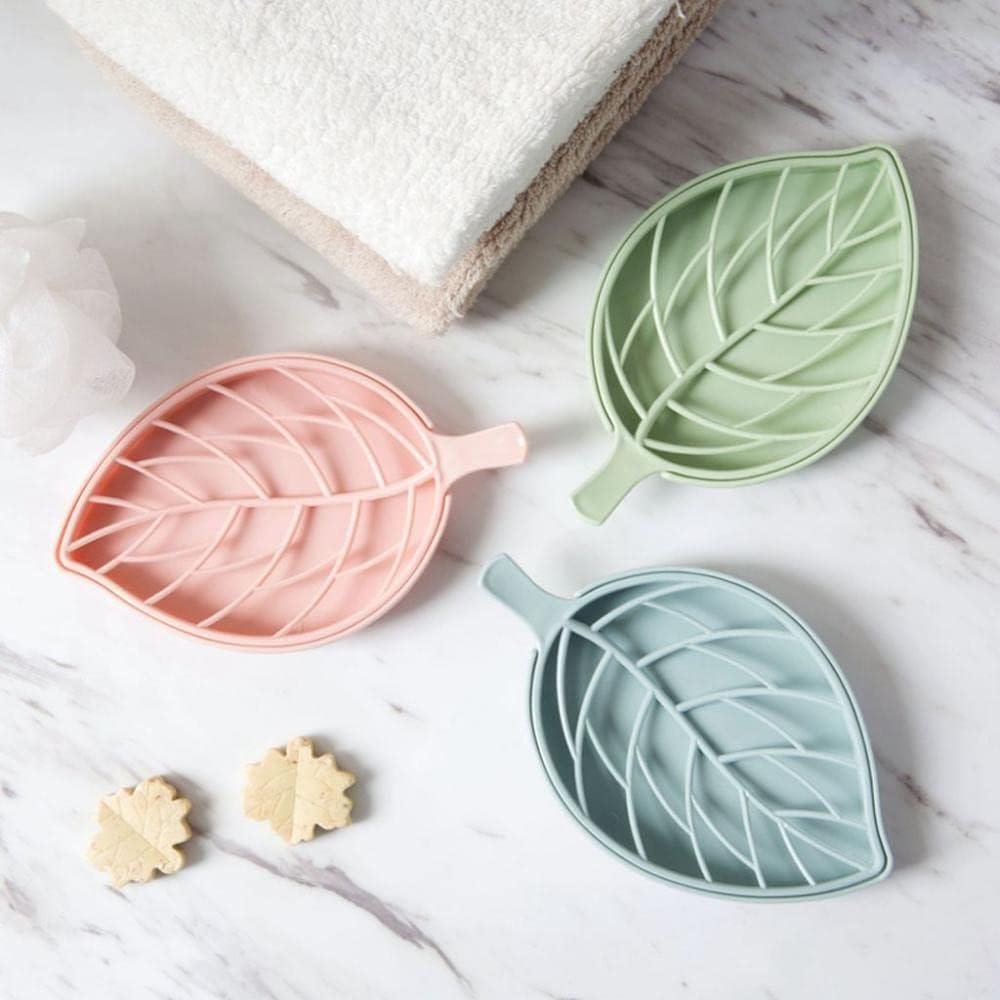 Leadigol Drain Soap Dish 3PCS Leaf Shape Holder