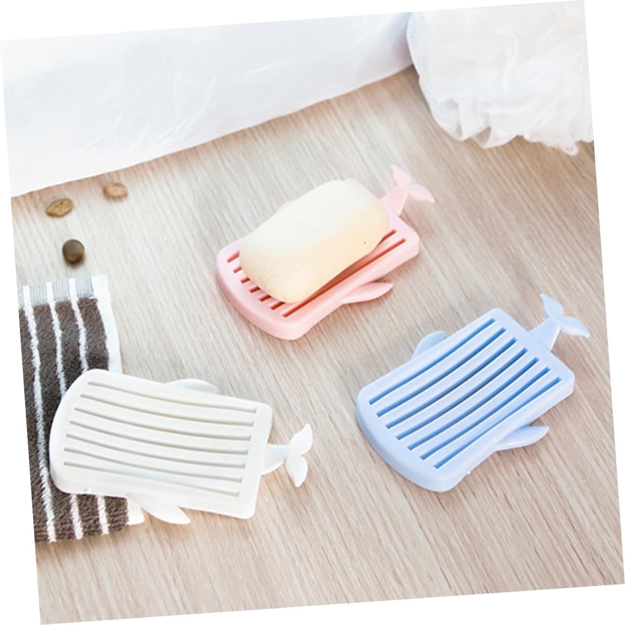 Ciieeo Whale Shape Soap Tray with Double Drainage