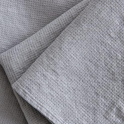 LinenMe 07800 Graphite Waffle Washed Linen Towel Set