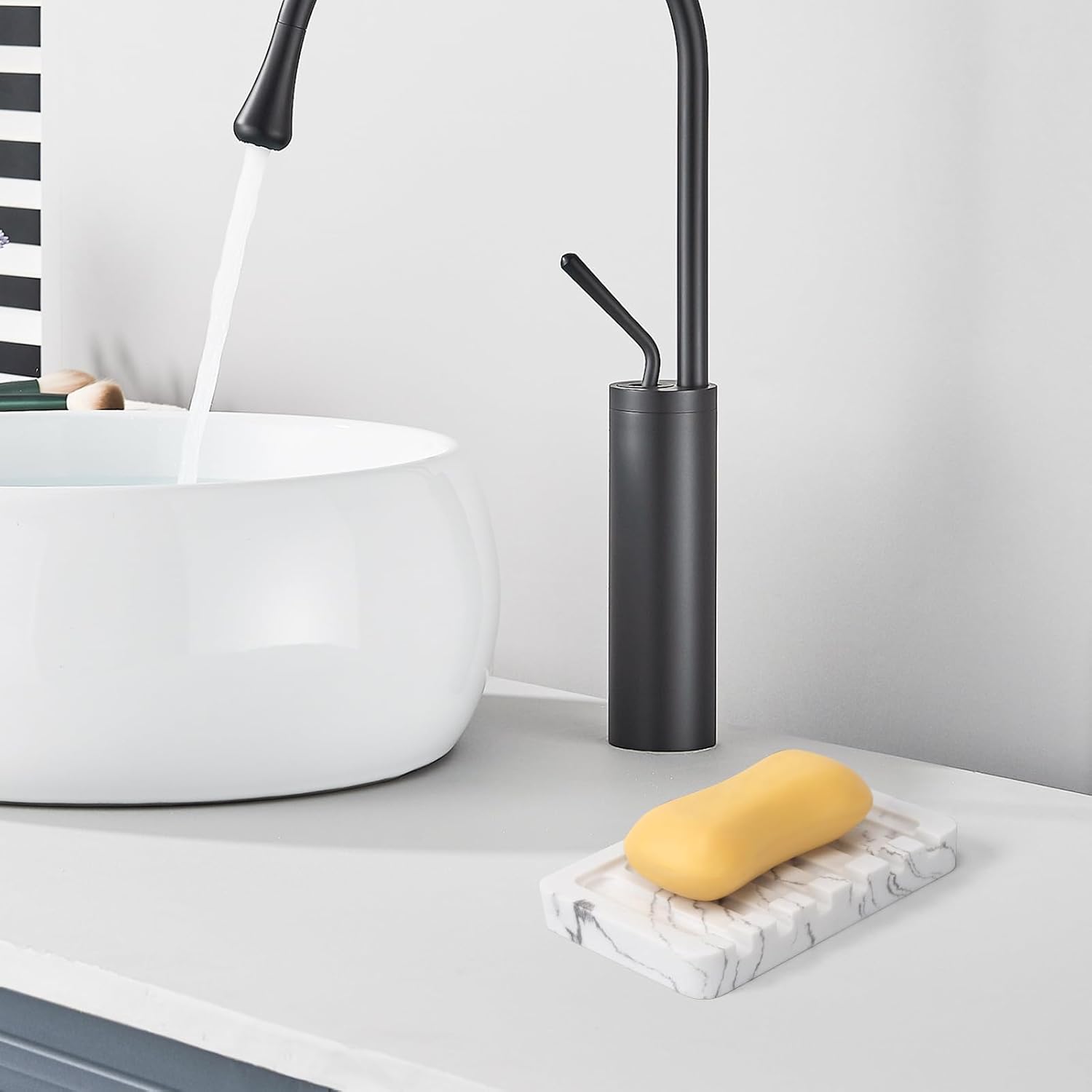 UHEY HOME Resin Soap Dish with Marble Look