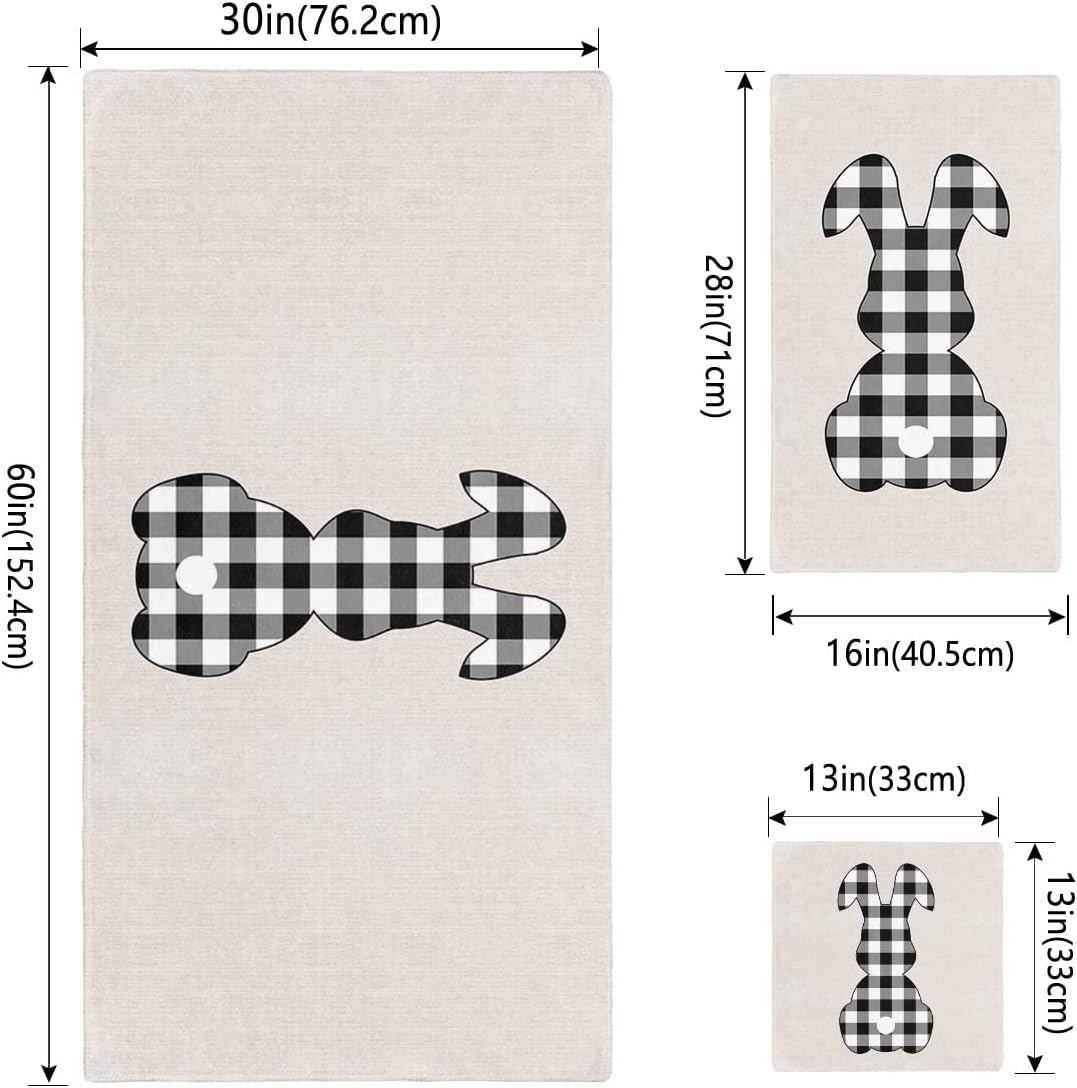 Anzona Easter Plaid Bunny 3-Piece Bath Towel Set 1