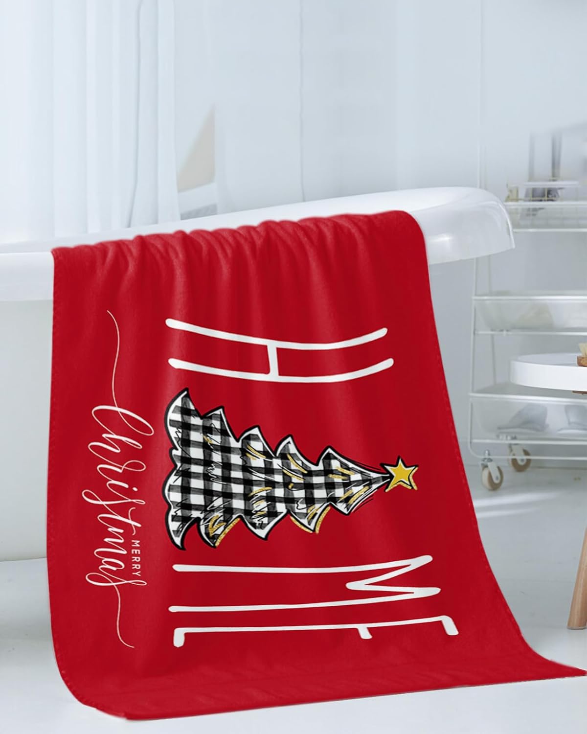 ZOE GARDEN Red Christmas Bathroom Towel Set 1