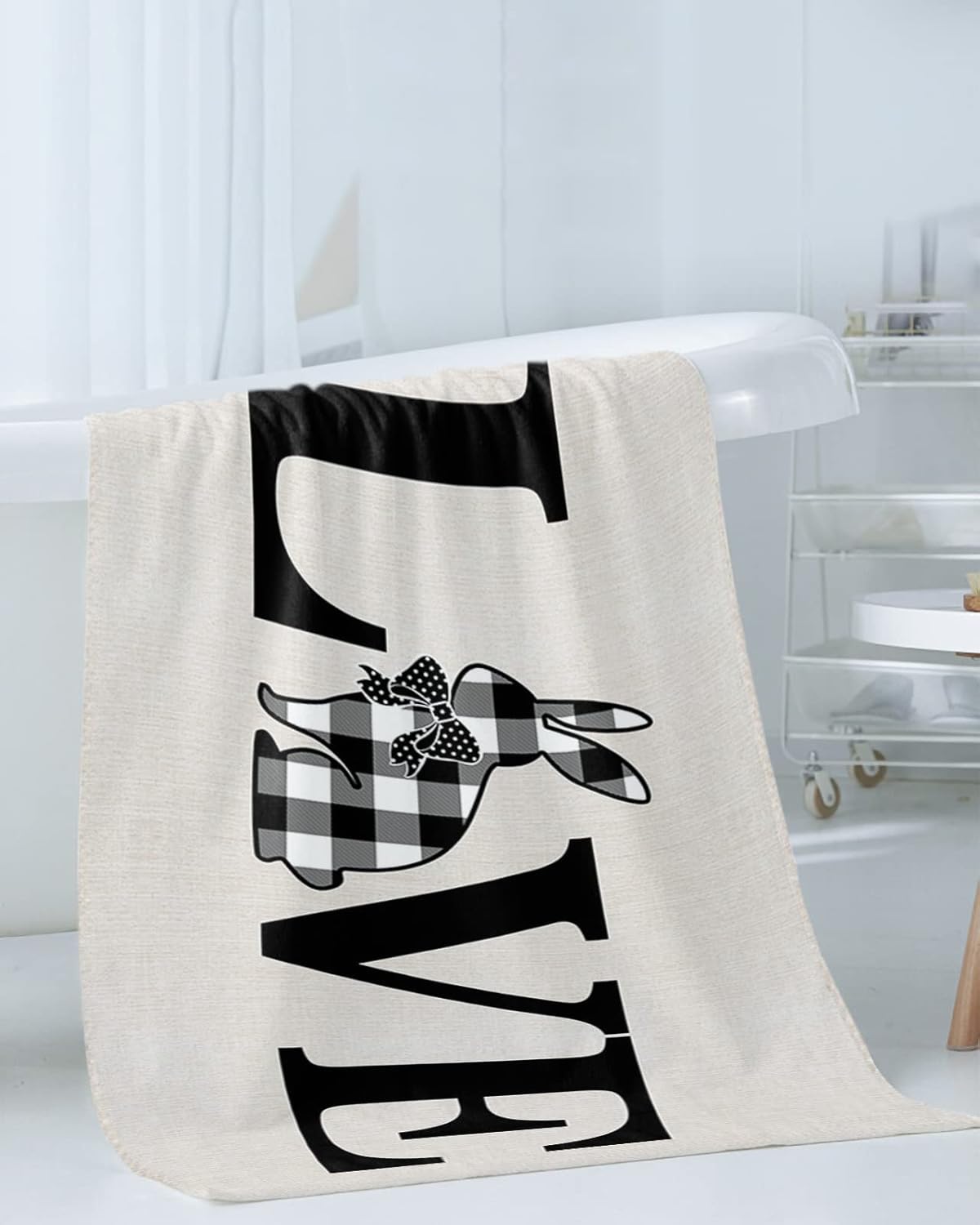 Anzona Easter Love Plaid Bunny 3-Piece Towel Set 1