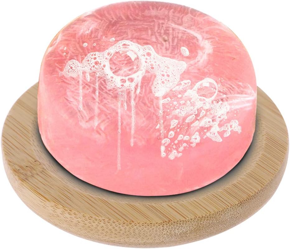 TENYELE Natural Wooden Soap Tray Holder Round Storage