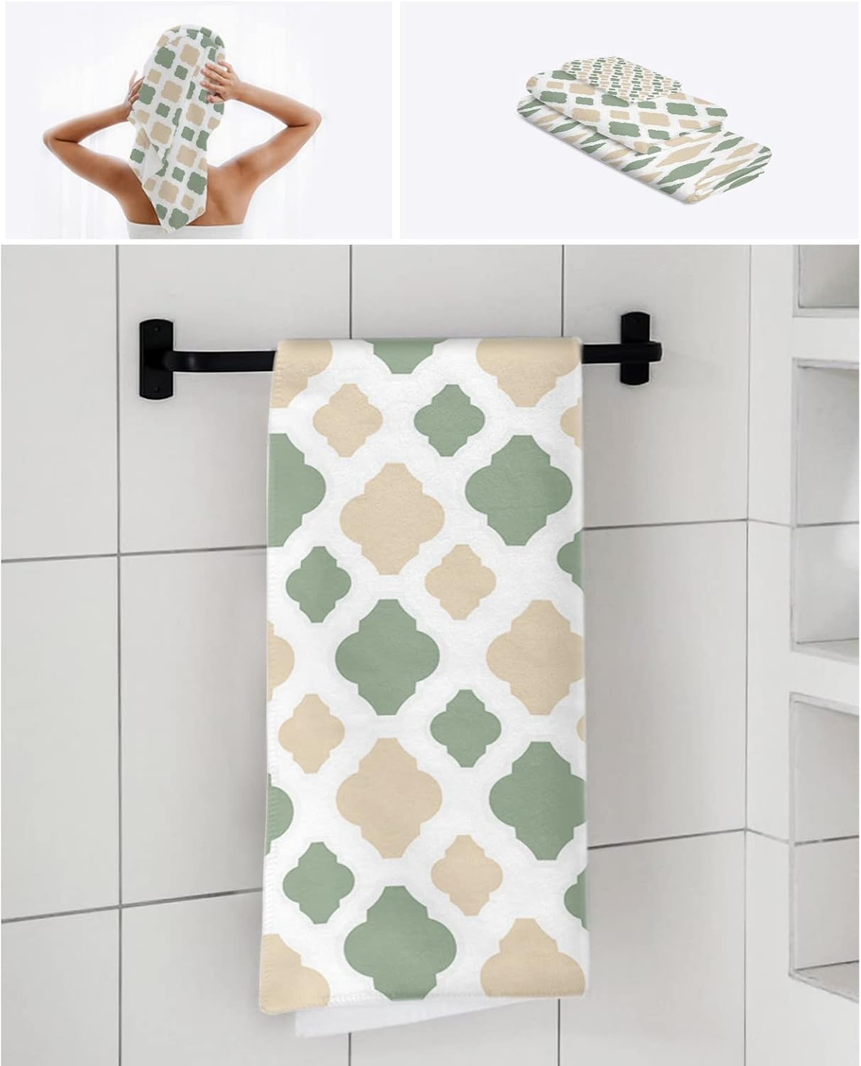 Shine-Home Morocco Geometric Check Towel Set