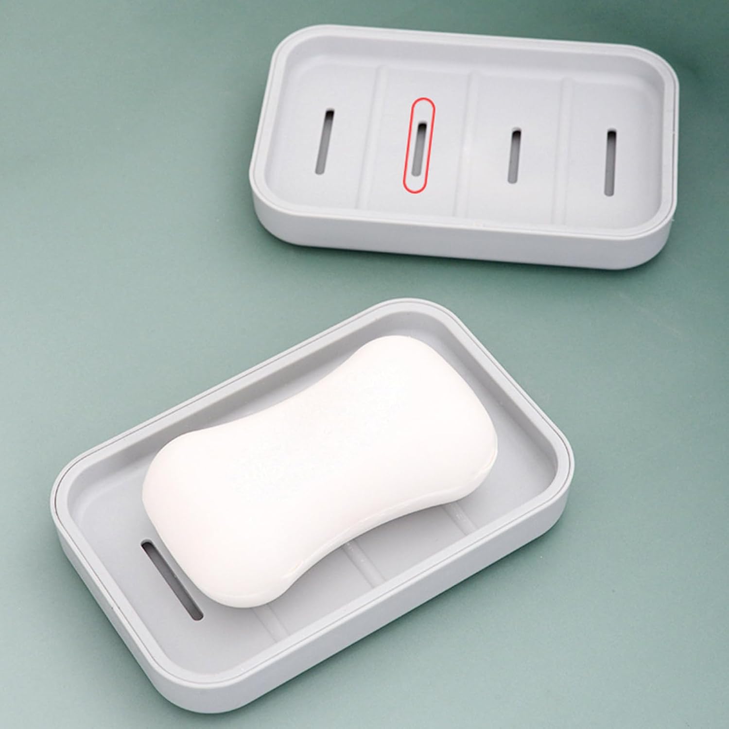 Staol 2PCS Plastic Soap Holder for Bathroom and Kitchen