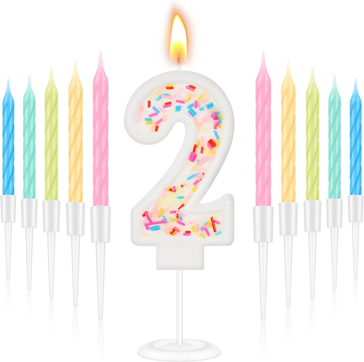 MTLEE Happy Birthday Candle with Sprinkles 3D Number Cake Topper