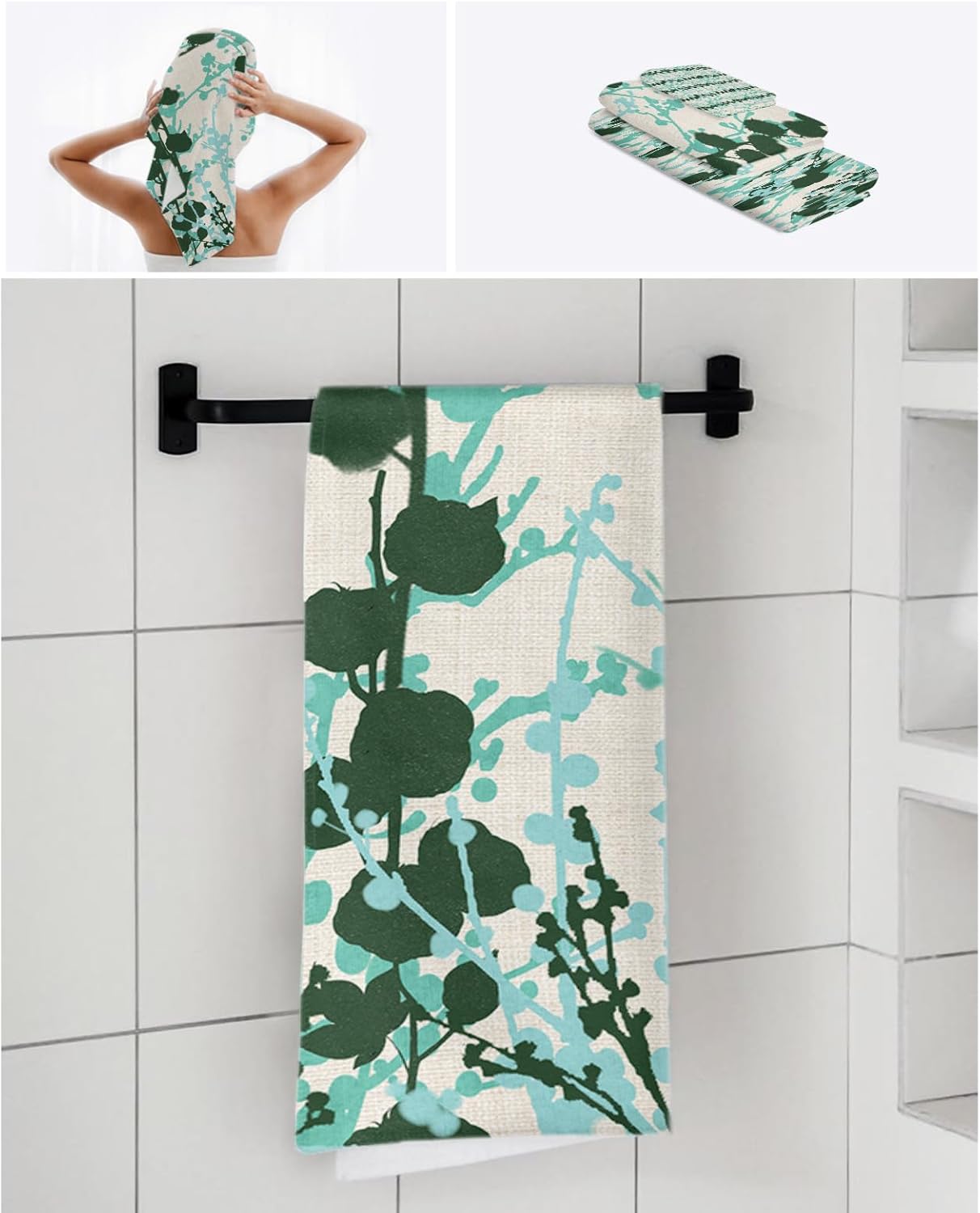 Sage Green Linen Bath Towel Set of 3 by Smile Sunflower