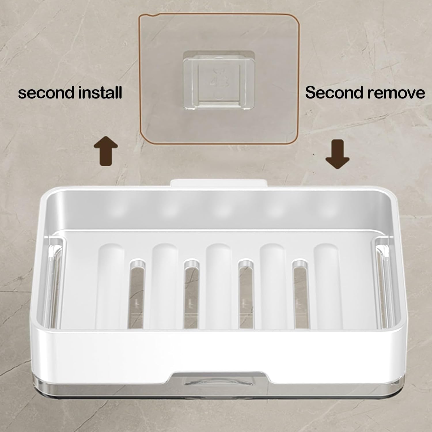 Wall-Mounted No-Punch Soap Box with Suction Cup Holder