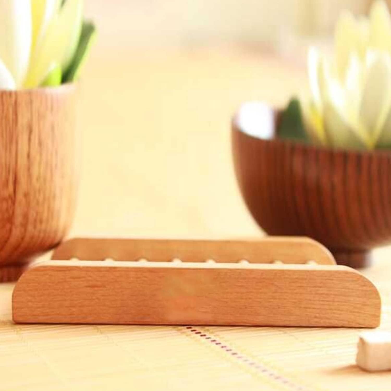 2-Pack Wood Plastic Soap Dish with Drain