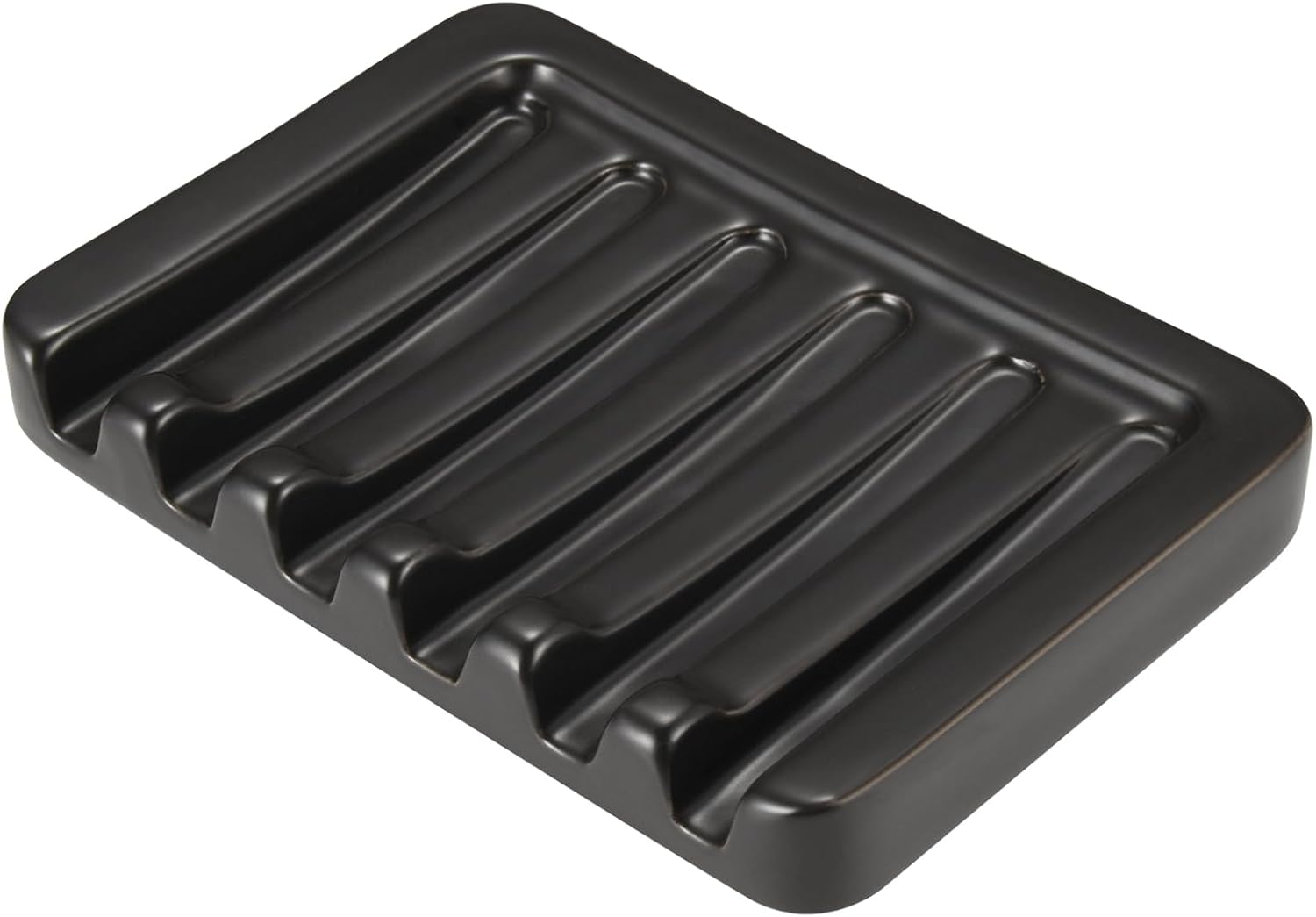 Vonpri Self Draining Soap Dish Ceramic Holder for Shower and Bathroom