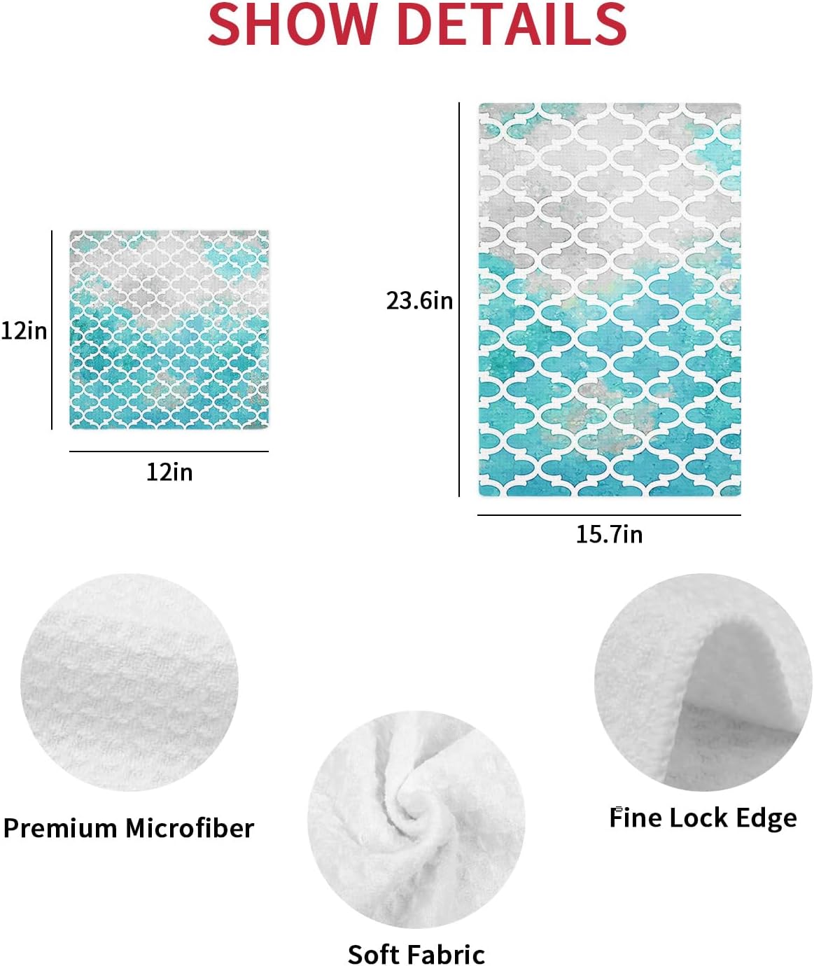 Falaniique Waffle Towel Set of 3 - Turquoise Modern Soft
