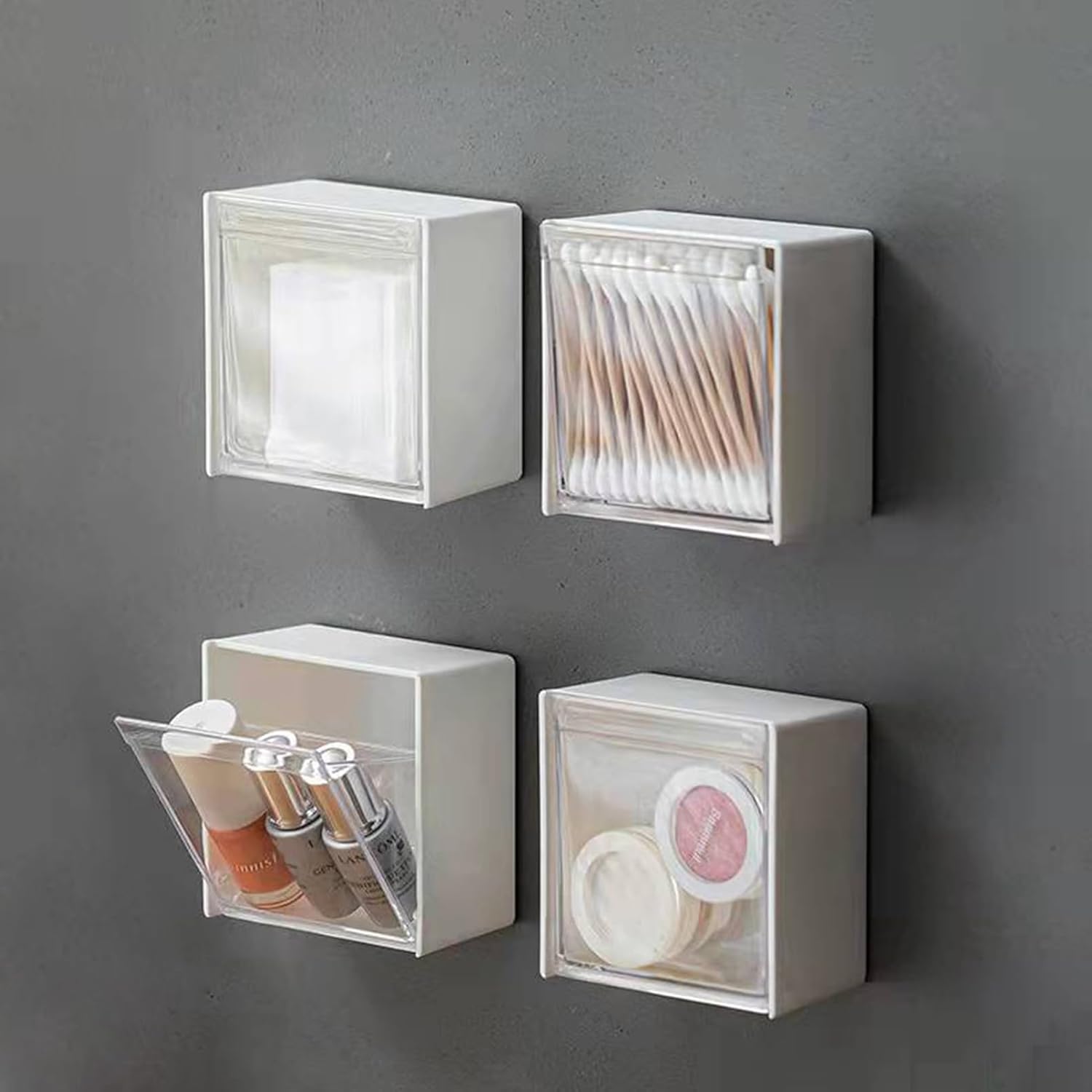 Bathroom Cotton Ball Holder with Transparent Window