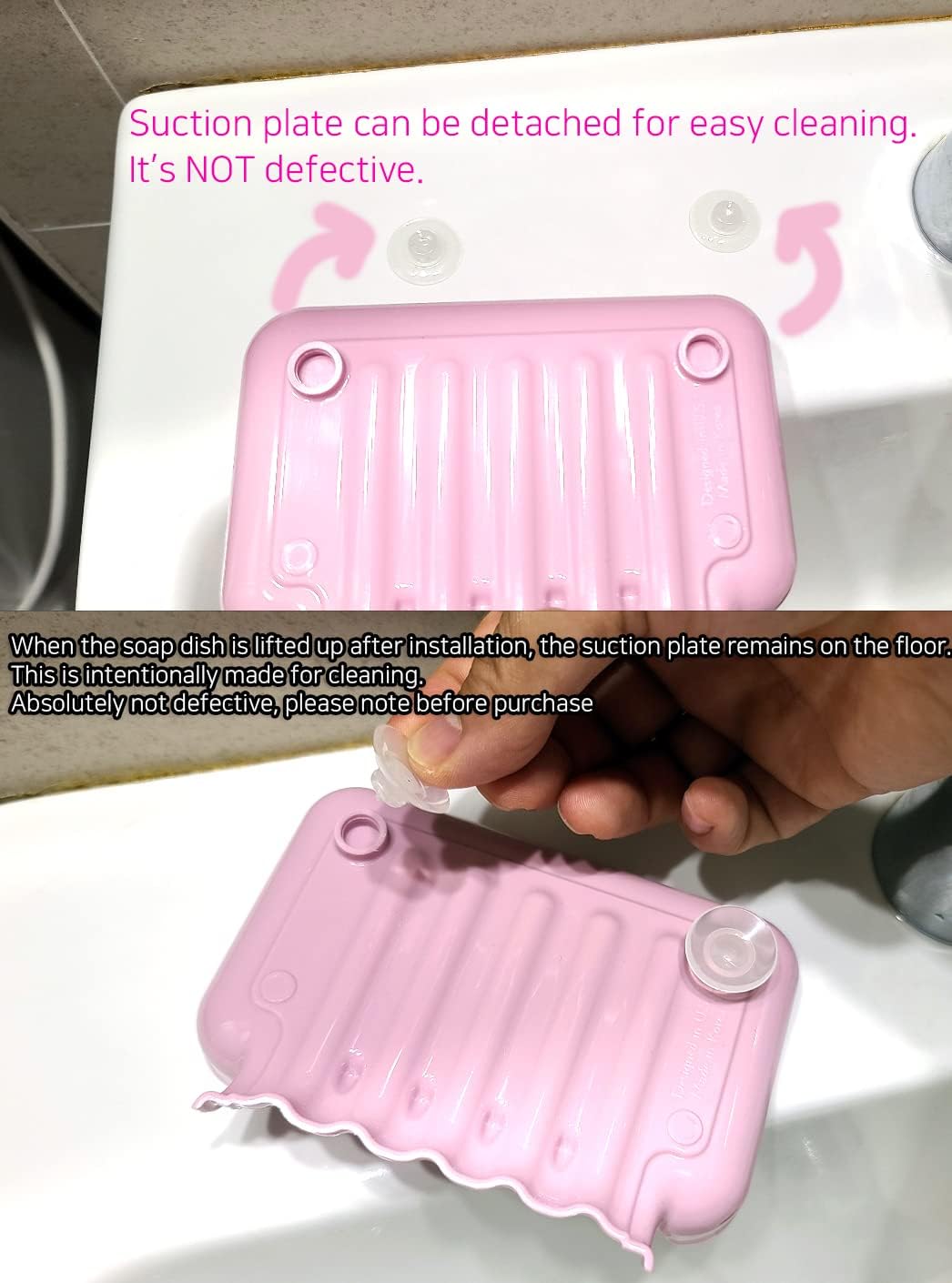 Water Repellent Non Slip Soap Dishes with Suction Cups 3 Pack