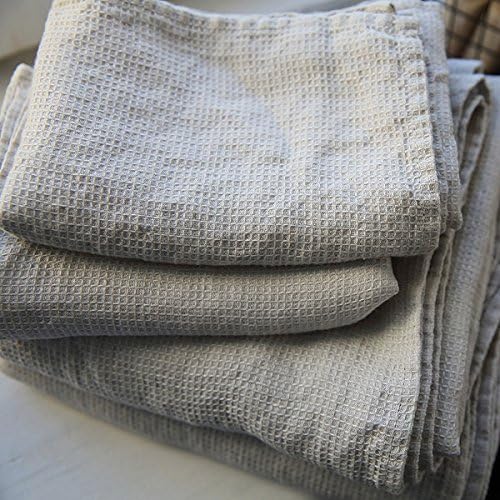 LinenMe 05373 Waffle Washed Linen Towel Set Silver