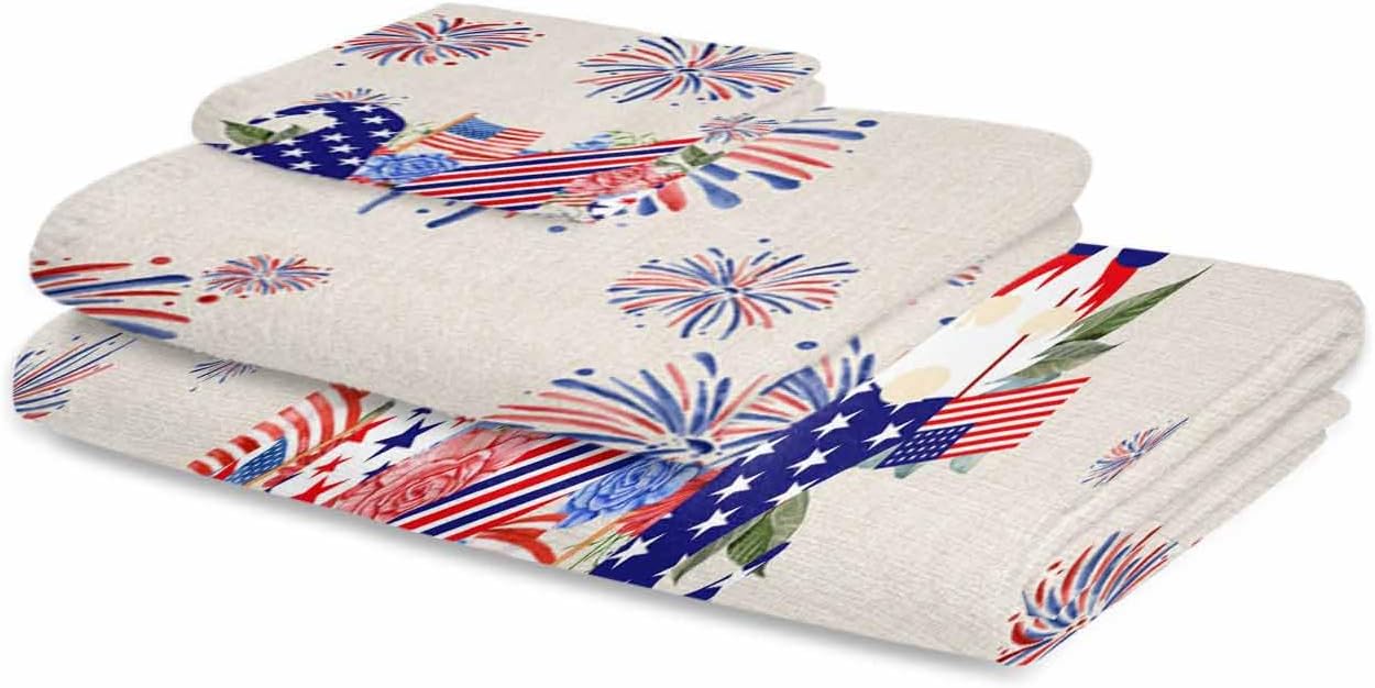 Chees D Zone Independence Day Gnome Bath Towel Set 1