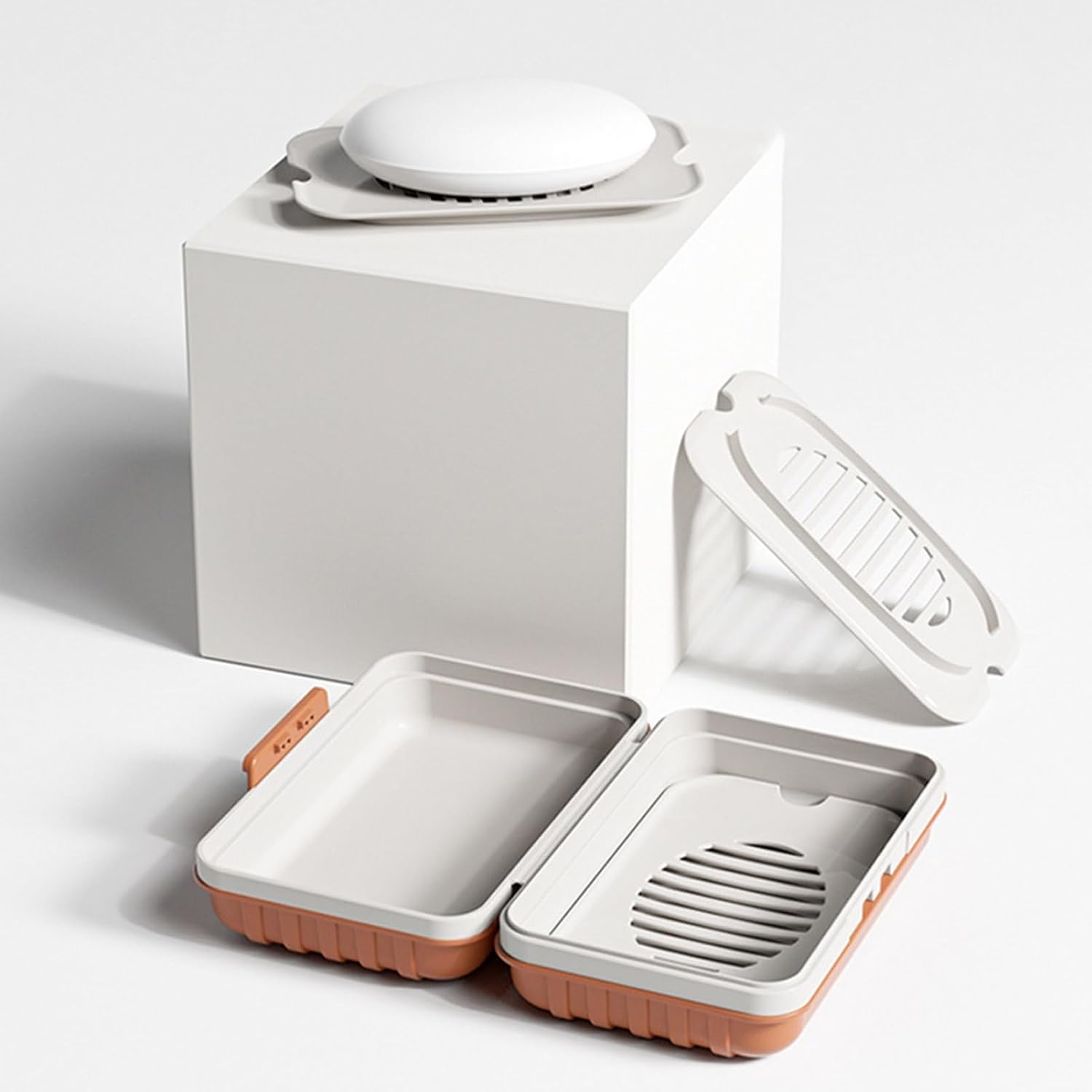 Loyliawa Soap Dish with Drain Tray and Lid 1