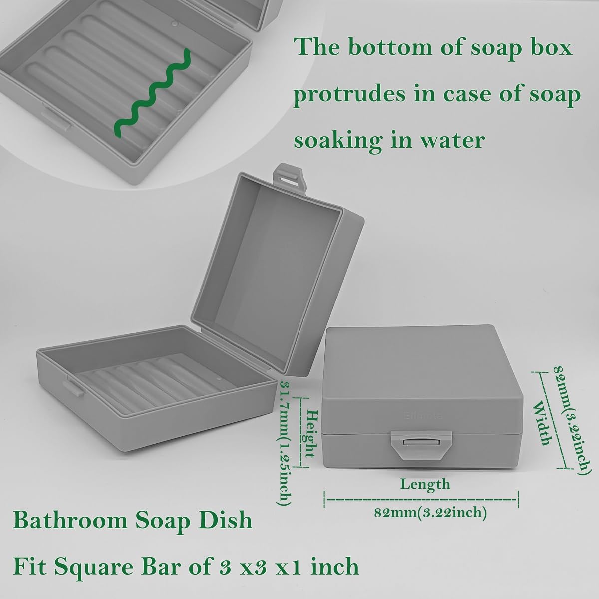 Elimeta Square Soap Dish Holder for Travel with Lid