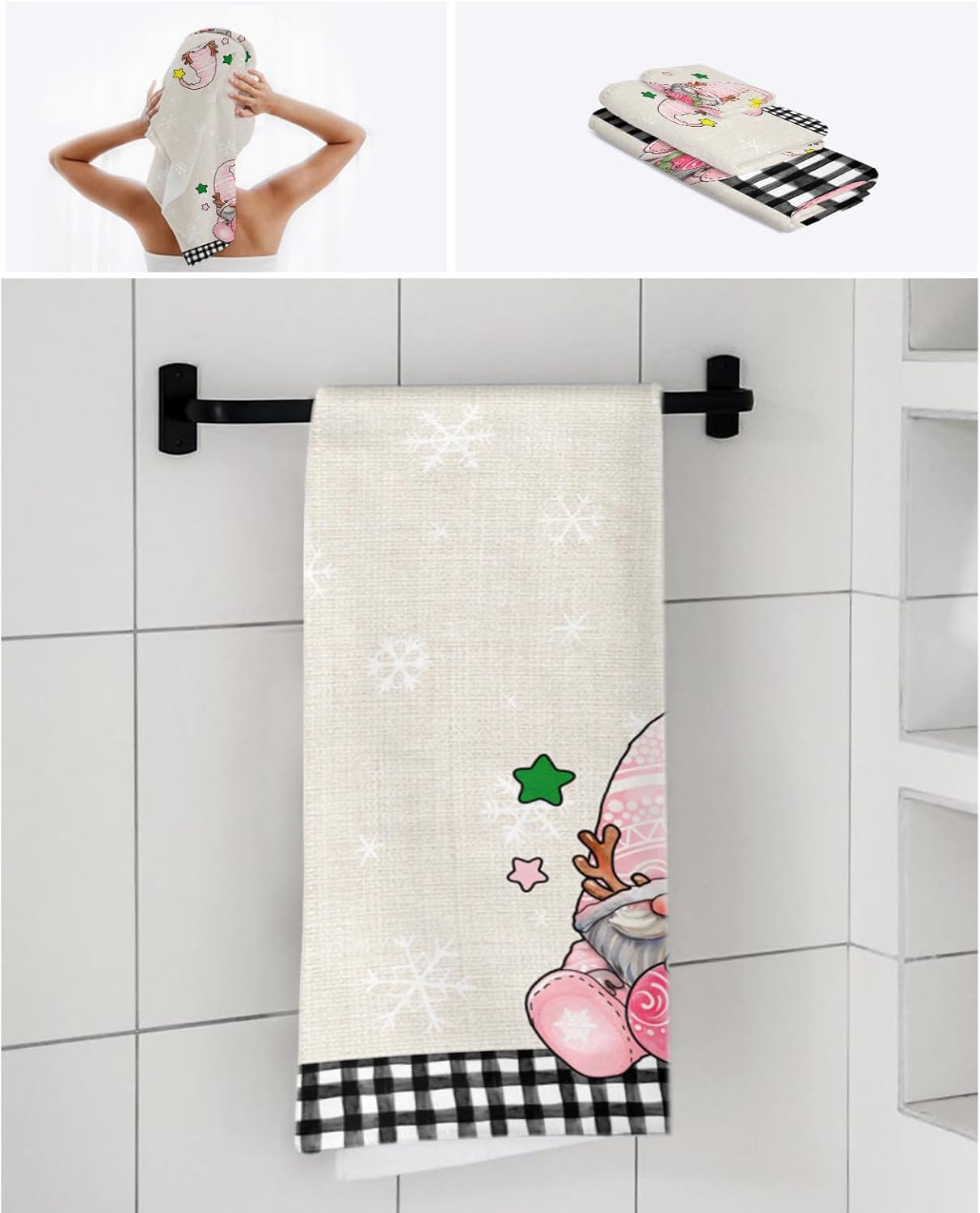 Christmas Bath Towels Set of 3 - Soft and Decorative