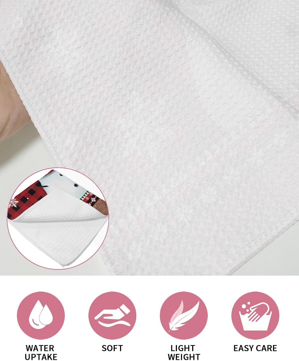 Falaniique Xmas Snowman Waffle Towel Set of 4