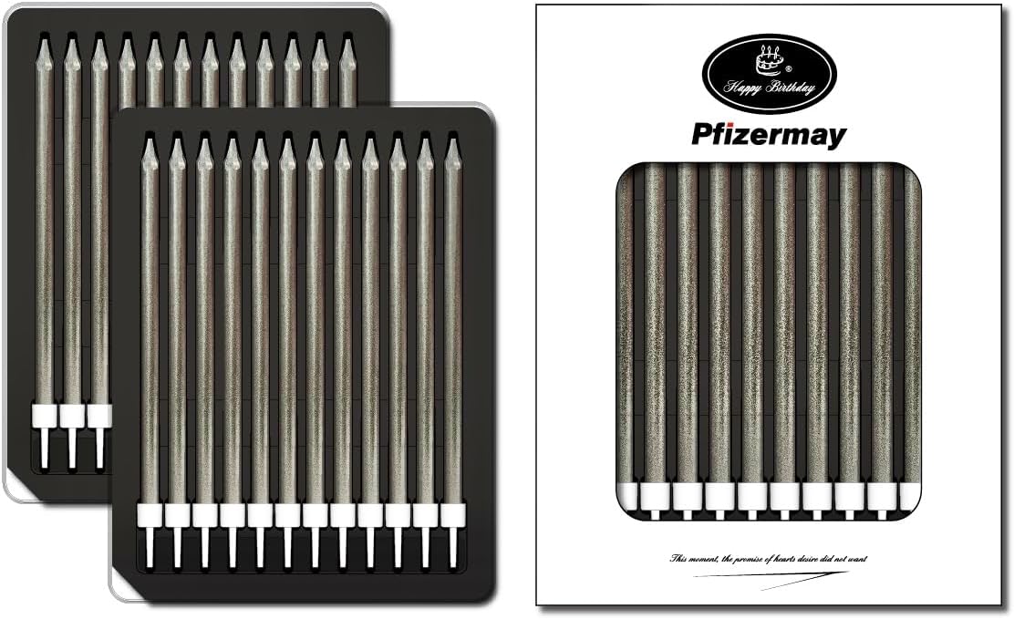 Pfizermay 24 Count Black Birthday Candles with Holders 1