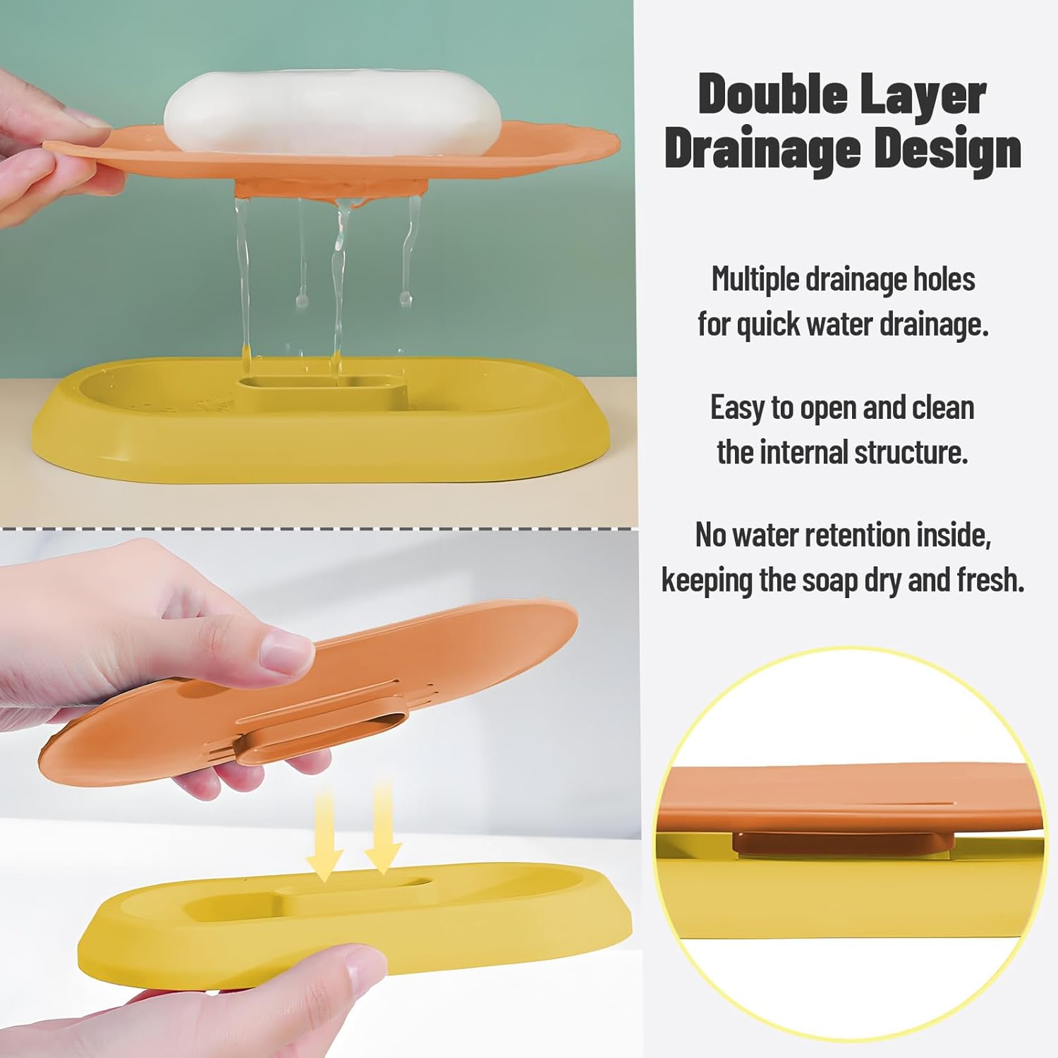 Stylish Floating Soap Holder with Double Drainage 1