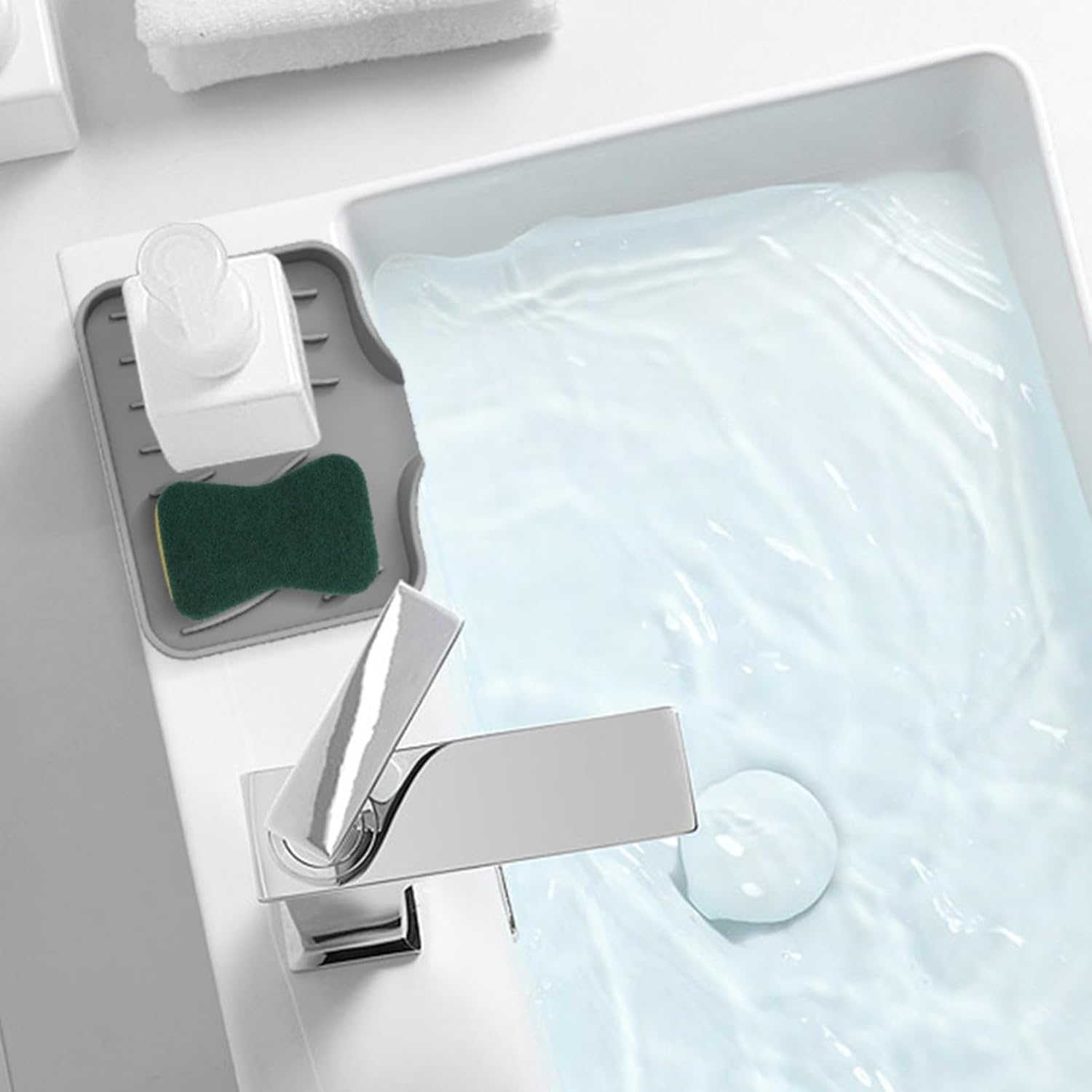 Kitchen Sink Silicone Soap Holder Tray for Bathroom Hotel
