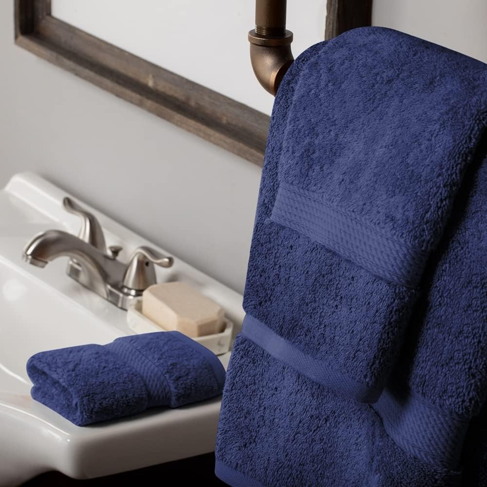 Superior Egyptian Cotton Pile 3 Piece Towel Set Navy Blue