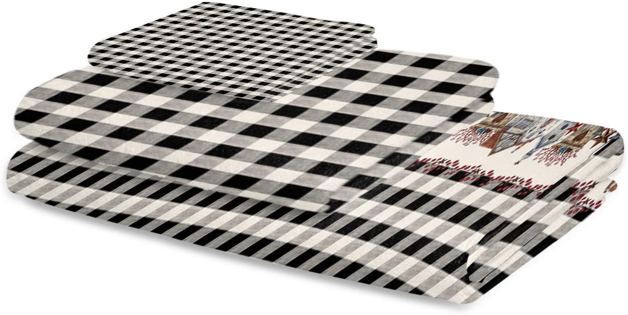Shine-Home Rustic Black Buffalo Check Towel Set 1