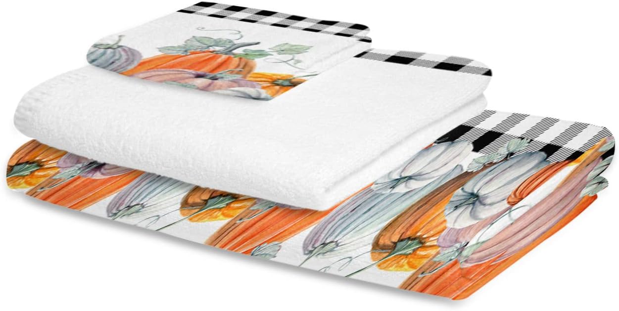 ZOE GARDEN Fall Eucalyptus Plaid Microfiber Towel Set 3-PC
