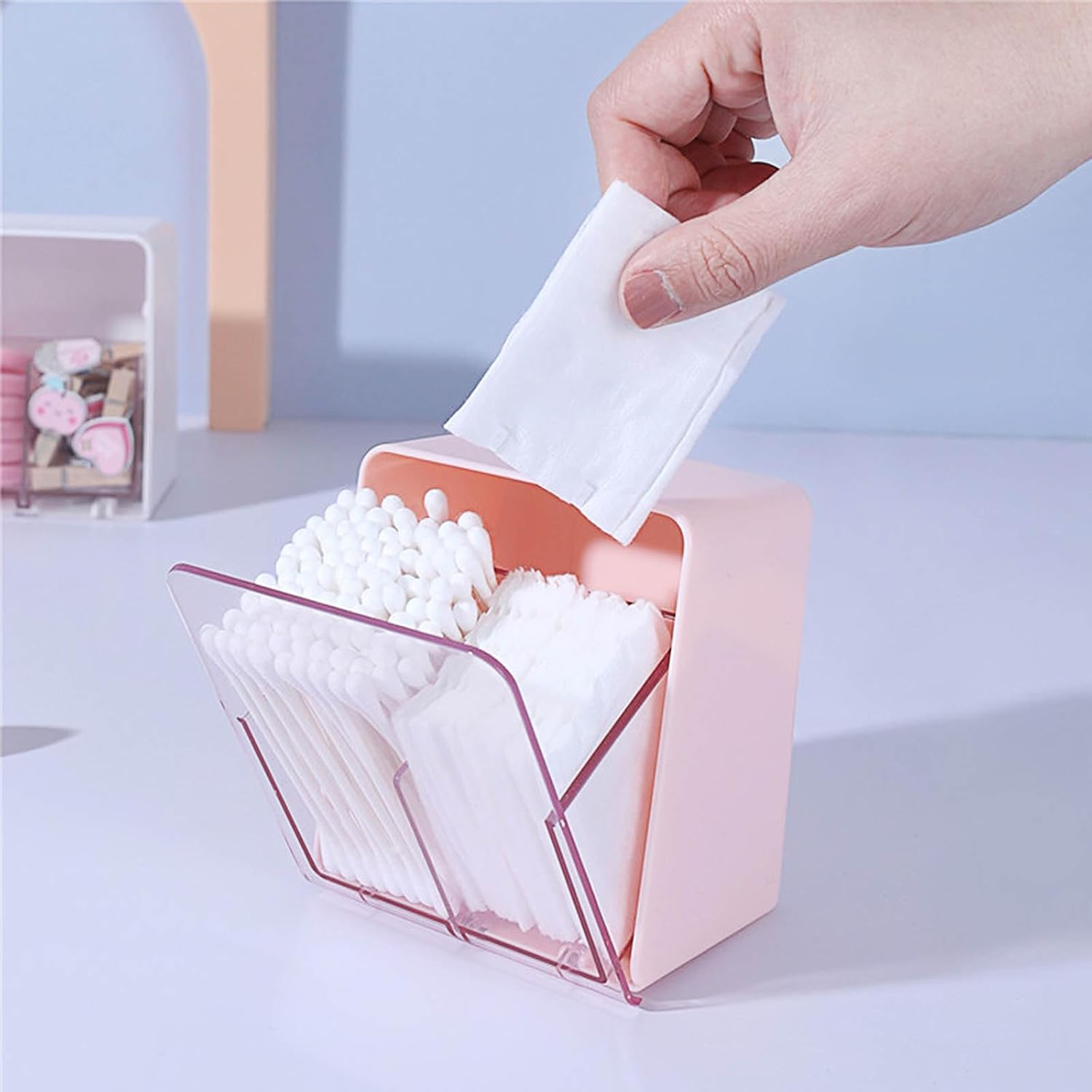 Biiange Cotton Ball Holder Canisters with Two Compartments