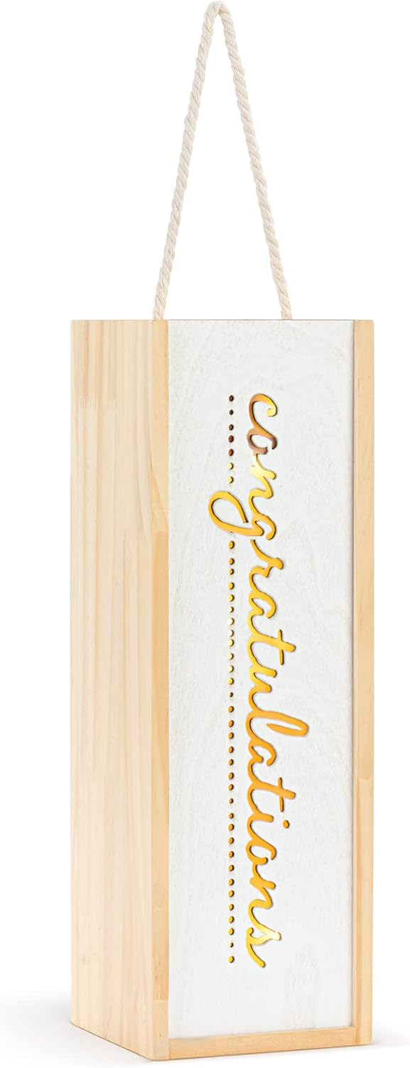 Sadity Congratulations Wood Wine Bottle Lantern