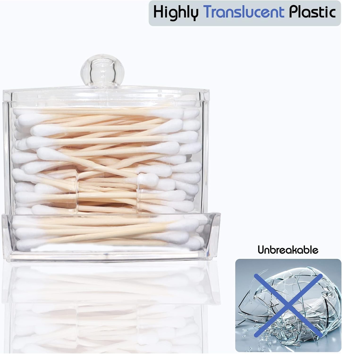 Qihomy Square Cotton Swab Storage Container
