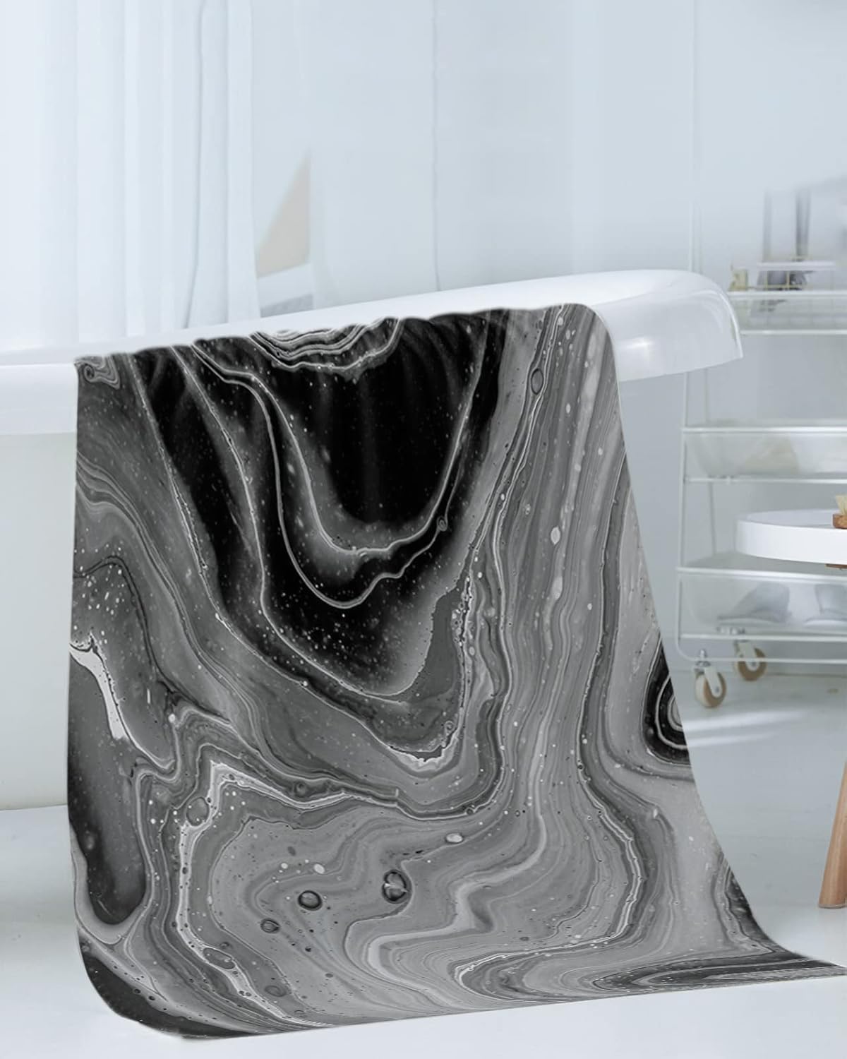 Shine-Home Black Grey Microfiber Towel Set