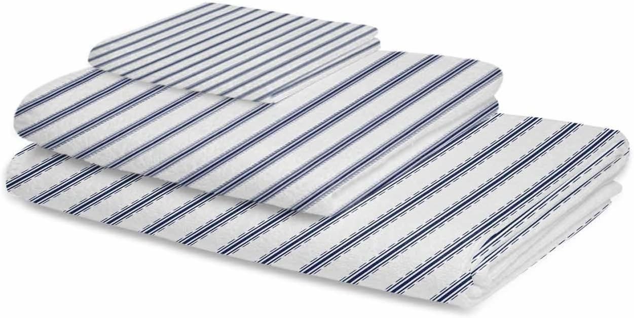 Edwiinsa Blue Stripes Bath Towel Set 3 Pack