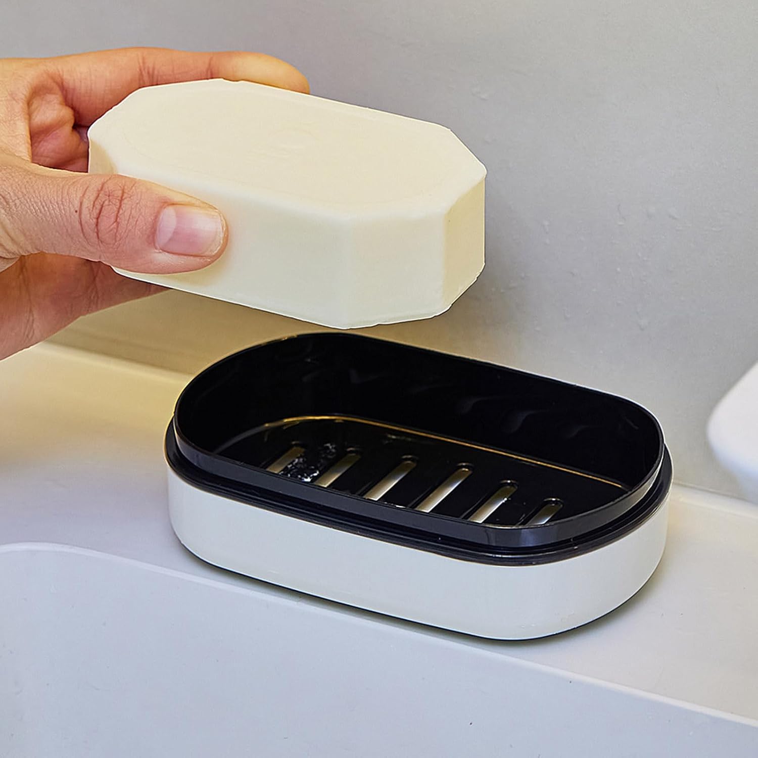 Loyliawa Double-Layer Soap Dish with Lid and Drainage Tray