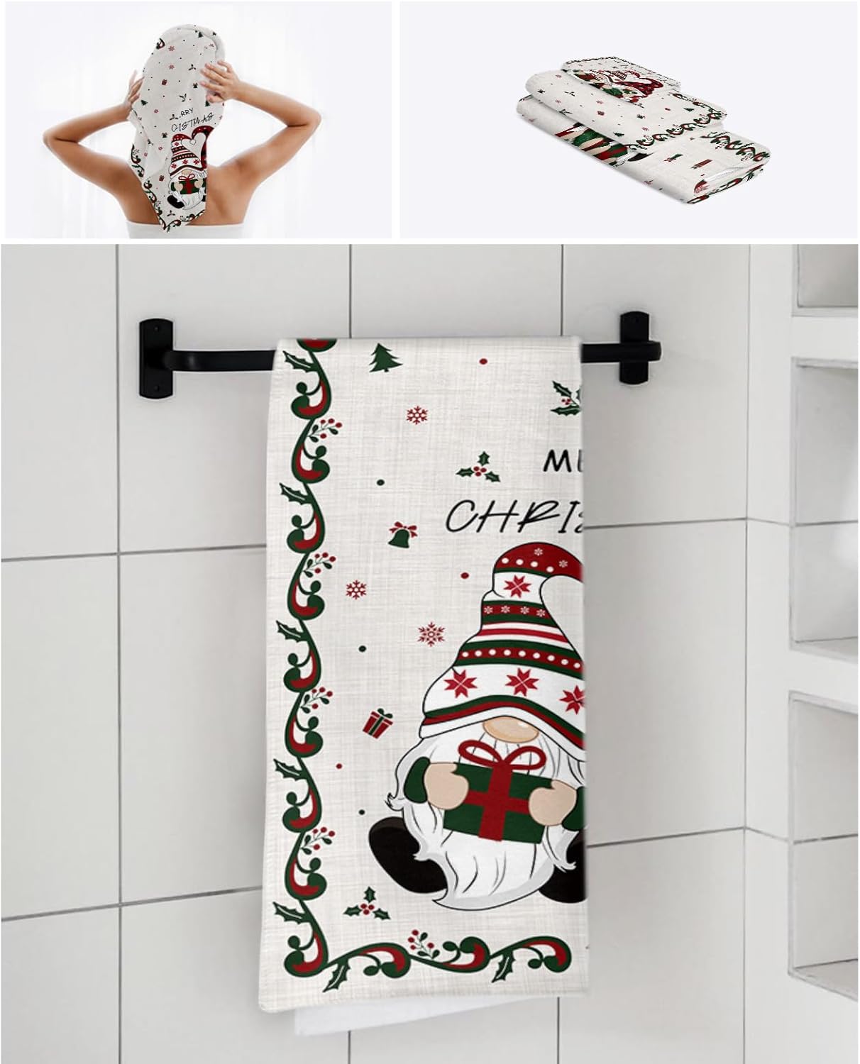 Smile Sunflower Christmas Towel Set of 3 1