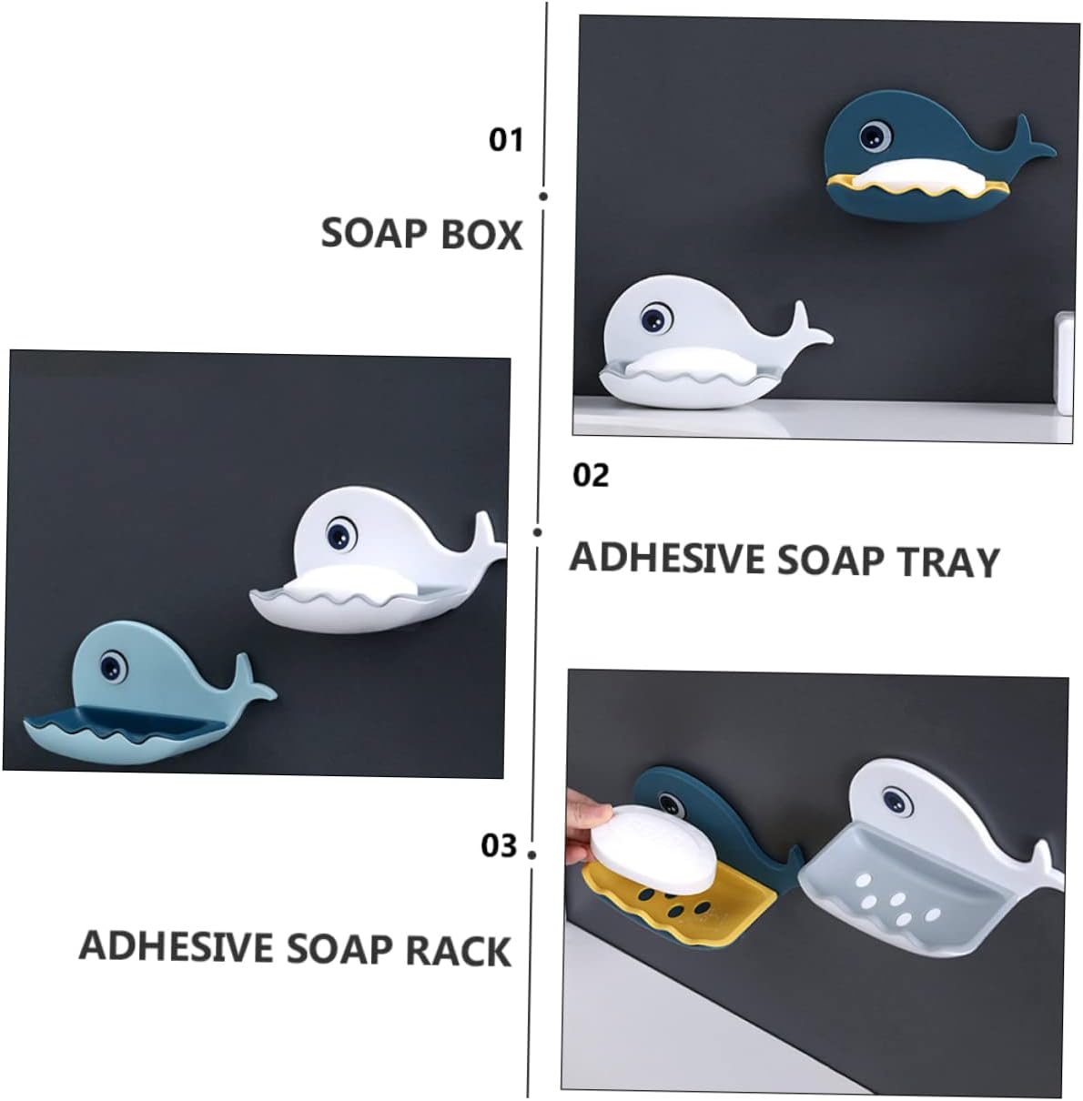 Alipis Whale Shaped Adhesive Soap Dish 1