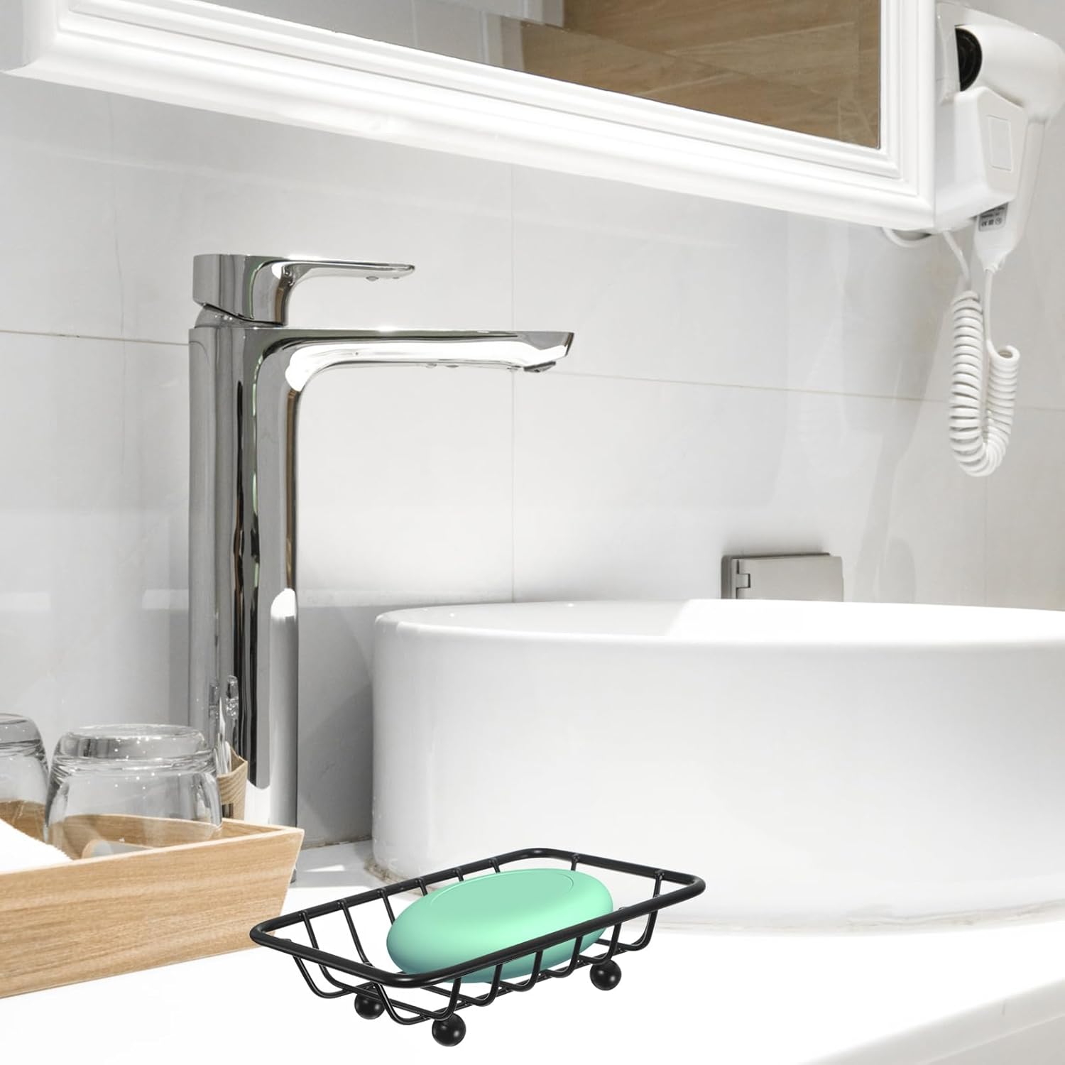 Luxshiny Sturdy Black Soap Dish Holder