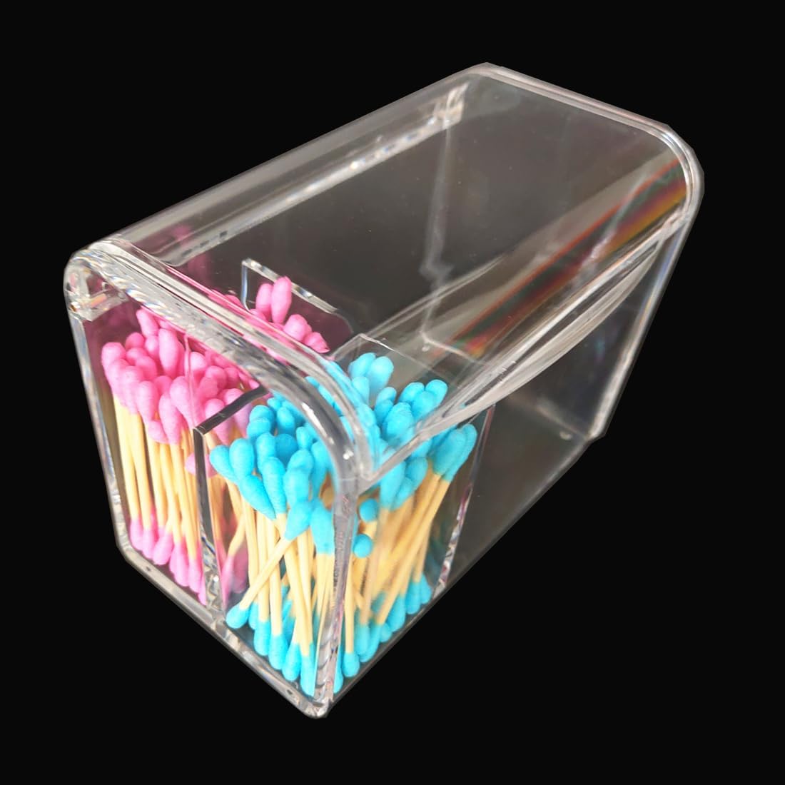 UQUABESO 3 Section Cotton Ball Holder Dispenser with Lid