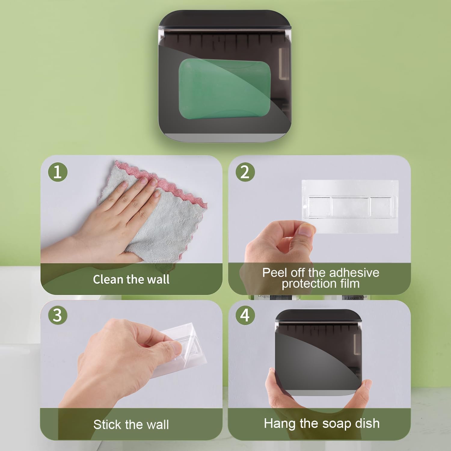 VZXAB Soap Dish Holder with Lid - Waterproof and Dustproof