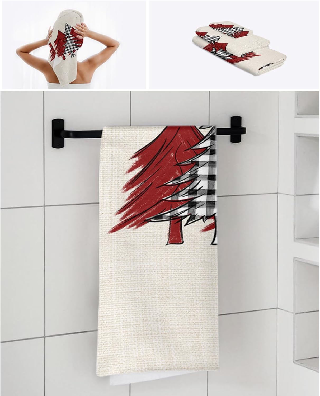 ZOE GARDEN Christmas Tree Checkered Towel Set