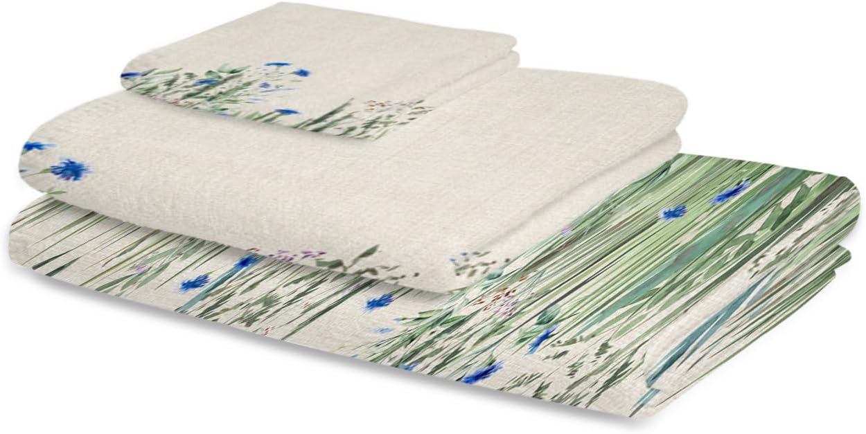 Smile Sunflower Towel Set of 3 - Soft Linen Texture Bath Towels
