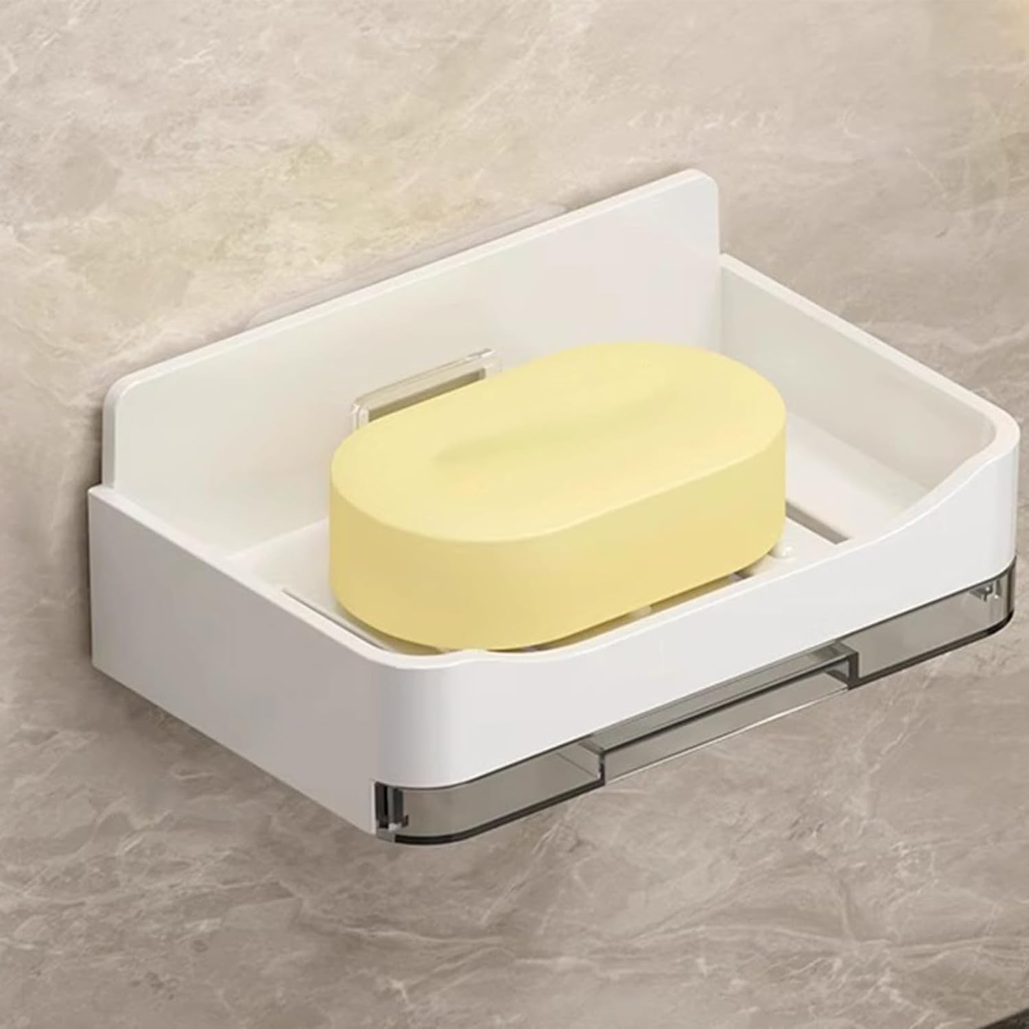 Bathroom Wall-Mounted Soap Dish with Drainage and Flip-Top