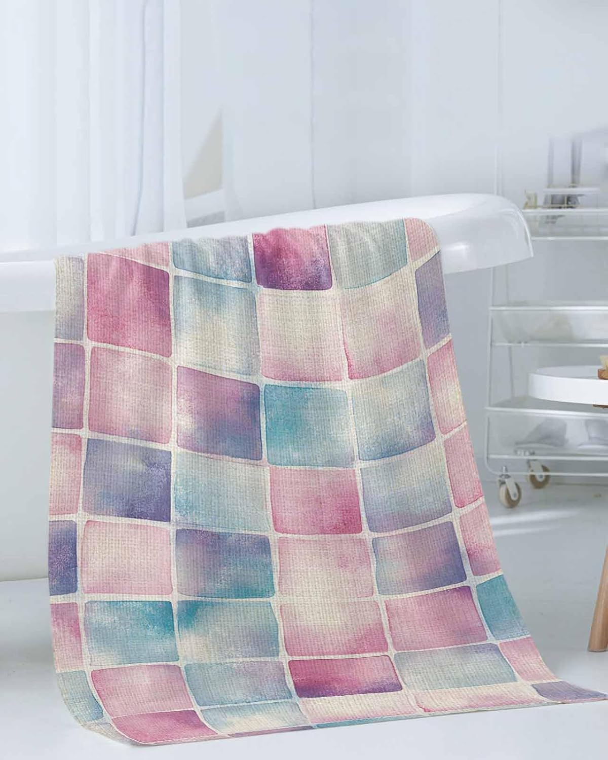 Shine-Home Watercolor Lattice Towel Set